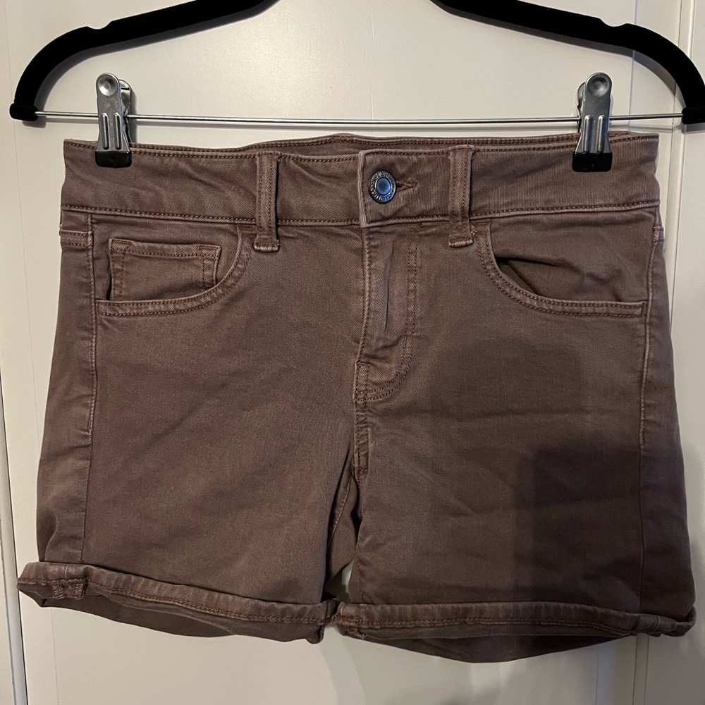 American Eagle Outfitters Brown Jean Shorts Mid-Rise Stretchy